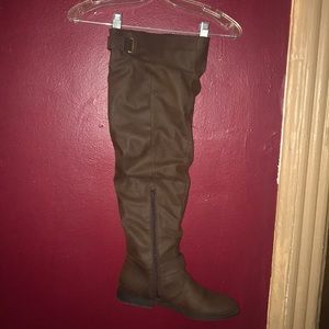 Thigh high brown boots